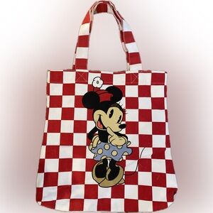 MINNIE MOUSE, DISNEY COUTURE. RED/WHITE CHECKERED CANVAS TOTE/SHOPPER BY LOOP